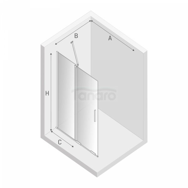 NEW TRENDY Kabina prysznicowa walk in Smart Light Gold, przesuwna, wspornik skośny 150x200 EXK-4300-WU
