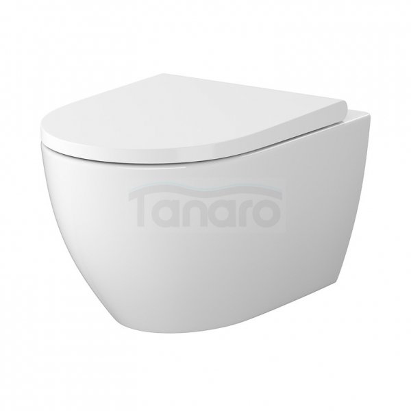 CERSANIT - Set B875 - miska zawieszana ZEN PRO by Cersanit OVAL StreamOn + deska duroplastowa SLIM WRAP antybakteryjna, wolnoopadająca, z funkcją łatwego wypinania  S701-719