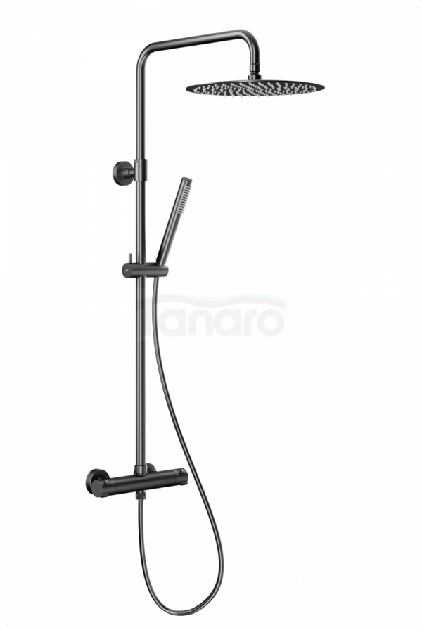 ARMATURA KRAKÓW KFA Zestaw prysznicowy deszczownia z baterią termostatyczną MOZA PREMIUM GUN METAL GREY 5736-920-61