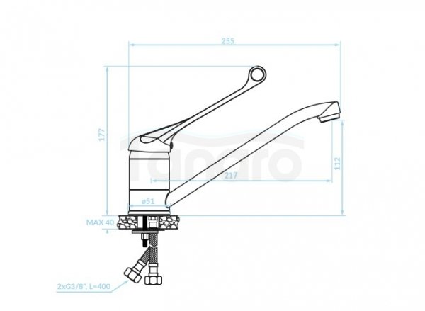 KUCHINOX - Bateria zlewozmywakowa MADERA stojąca z dźwignią medyczną Chrom  BQM_06MD