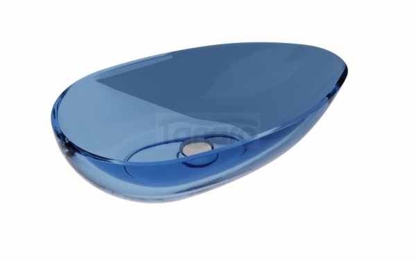 BESCO Umywalka nablatowa Neya Blue Wave + maskownica biała #UMN-60-BWW