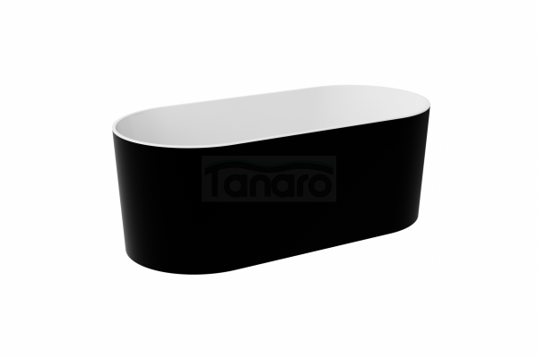 BESCO Wanna wolnostojąca Lova B&amp;W 160x74 + klik-klak czarny matt czyszczony od góry #WWM-160LBKB