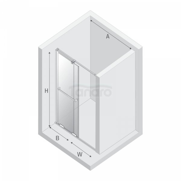 NEW TRENDY Drzwi wnękowe SMART GOLD BRUSHED 1D U 100x200 szkło czyste 8mm Active Shield 2.0 - UCHWYT RELING EXK-7510