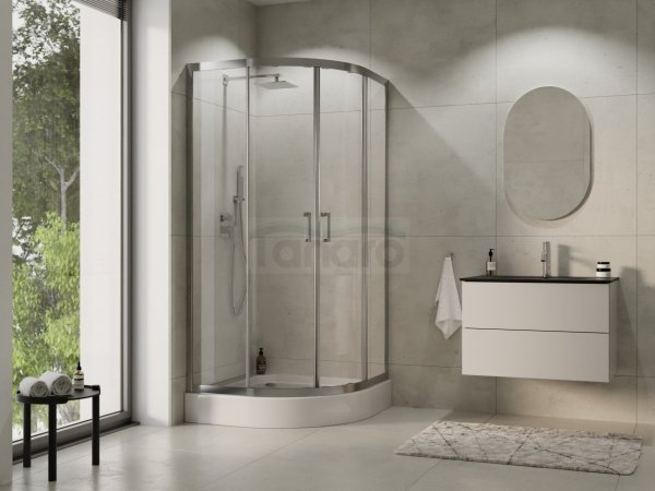 BESCO Kabina prysznicowa półokrągła Modern Chrom 90 x 190 szkło grafitowe MP-90-190-G