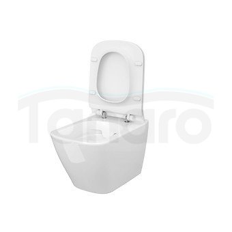 CERSANIT -  Set b220 miska zawieszana CITY square z ukrytym montazem, deska duroplastowa, wolnoopadająca, z funkcją łatwego wypinania  S701-405