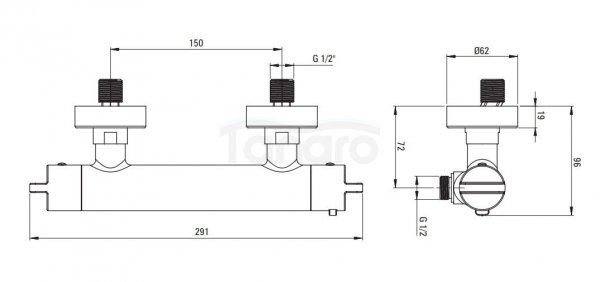 DEANTE - Bateria prysznicowa termostatyczna THERM Nero  BCH_N4BT