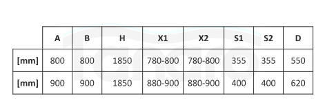 AQUAFORM Kabina prysznicowa AZUL kwadratowa 90x90x185 szkło transparentne 5mm profil czarny mat AQ.101-501115