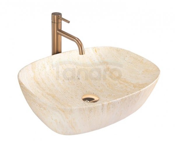 REA - Umywalka nablatowa FREJA Travertine Matt