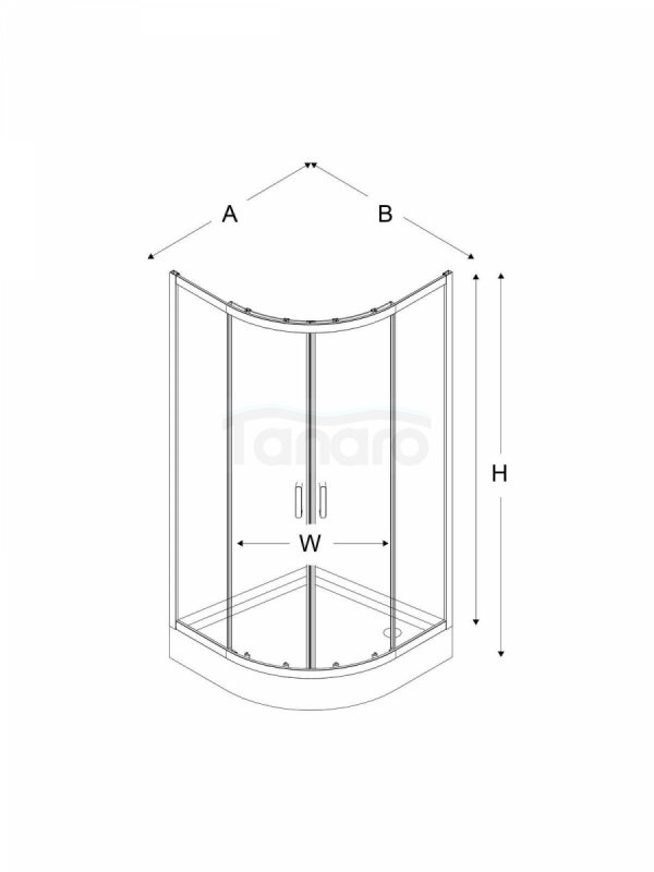 NEW TRENDY Zestaw - Kabina prysznicowa SUVIA półokrągła R55 80x80x206 drzwi przesuwne szkło satyna 5mm z powłoką Active Shield + Brodzik prysznicowy MARO ZS-0041