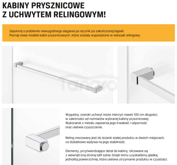 NEW TRENDY Kabina prysznicowa z uchwytem relingowym AVEXA 80x70x200 EXK-2383