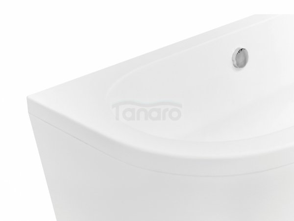BESCO Wanna przyścienna wolnostojąca Volya 160 + syfon klik-klak chrom z przelewem slim #WKV-160-WSS