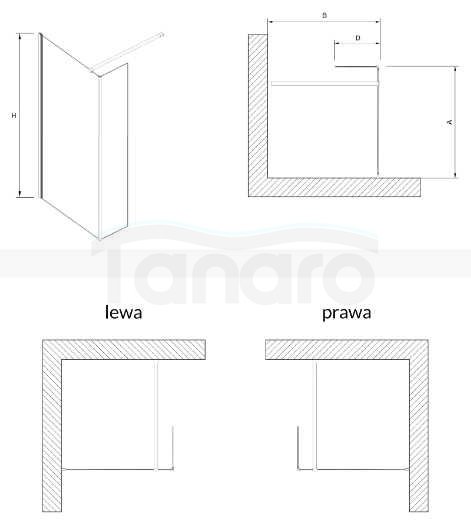 CLUSI - Kabina prysznicowa WALK-IN ARES 80 z boczną szybą, szkło transparentne z powłoka ClanGlass