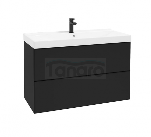 DEFTRANS szafka pod umywalkę z dwiema szufladami 100x60 czarny mat Mo-re D100 291-D-10002