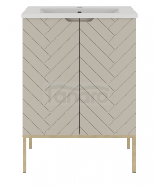 MEGSTYL Szafka z Umywalką 2D 60cm Kaszmir Zestaw-3 Złoty Stelaż  ASPEN-000179