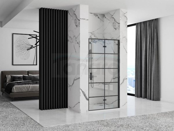 REA Drzwi wnękowe prysznicowe składane MOLIER BLACK 80cm + listwa magnetyczna 