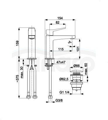ARMATURA KRAKÓW KFA Bateria umywalkowa MALAGA GUN METAL GREY 4522-815-61