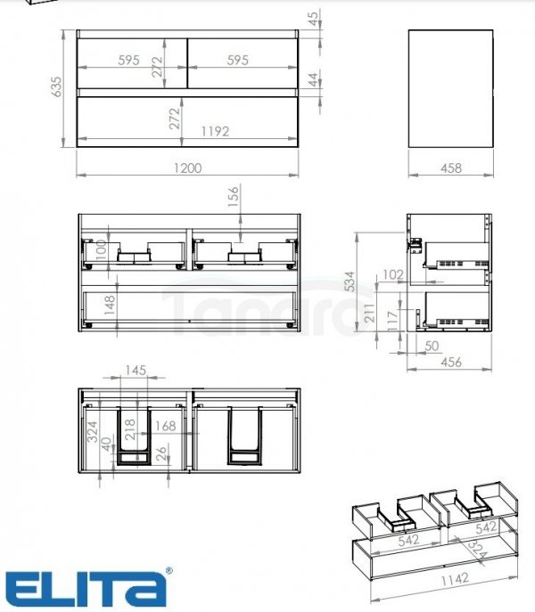 ELITA SZAFKA SPLIT 120 3S WHITE HG PDW 169097