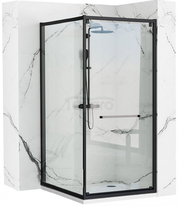 REA - Kabina prysznicowa narożna przesuwna SPACE IN Black/Czarna 80x100