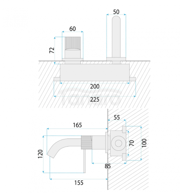 REA Bateria Umywalkowa Podtynkowa Rea Lungo Stripe Nikiel Szczotkowany
