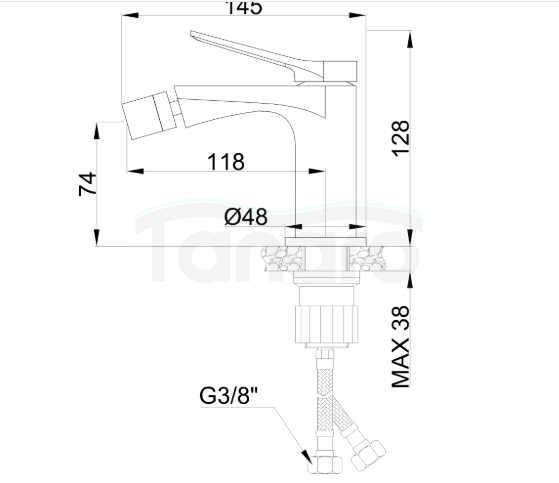 INVENA Bateria bidetowa Alonia czarny połysk BB-70-004-V