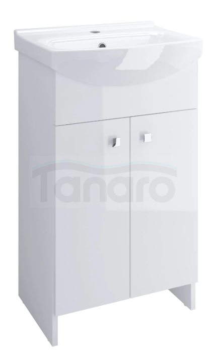 MITO - Set C13: zestaw szafka 60 cm BASIC biała + umywalka meblowa CERSANIA biały połysk  S801-537