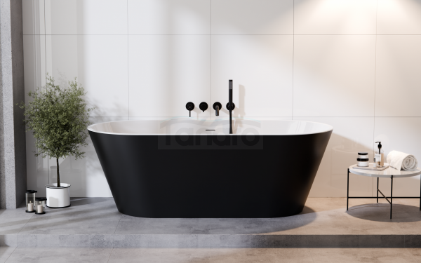 BESCO Wanna wolnostojąca Deeva Matt B&amp;W 170x80 + maskownica odpływu gun metal #WWA-170DMBM