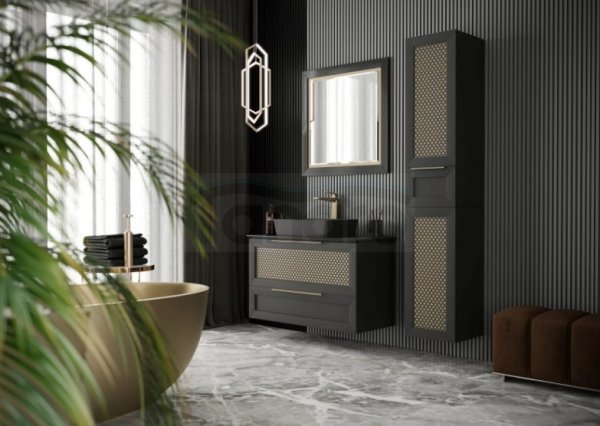 KROFAM - Lustro CHIC 80x80cm, czarna satyna CH 8095-45/43Z-W