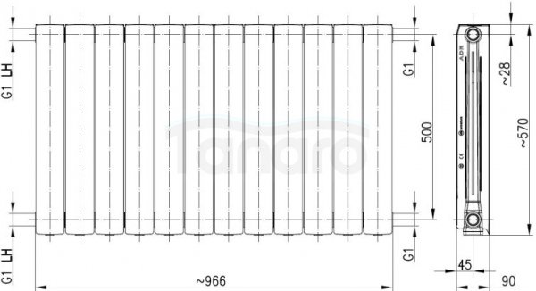 KFA ARMATURA KRAKÓW - Grzejnik aluminiowy ADR 500 12-elementowy CZARNY   763-120-81