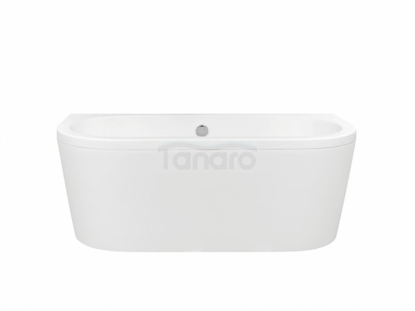 BESCO Wanna przyścienna wolnostojąca Volya 140x75 + syfon klik-klak chrom z przelewem slim #WKV-140-WSS