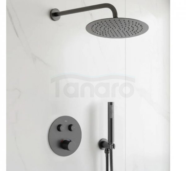 REA - Zestaw natryskowy podtynkowy z termostatem LUNGO Tytan + BOX