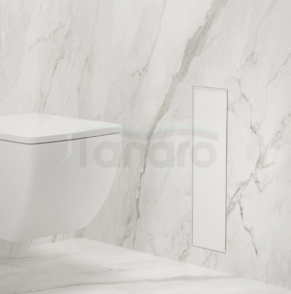 BALNEO Schowek na szczotkę WC Balneo Wall Box Brush L White Glass lewy do wbudowania w ścianę ze stali nierdzewnej biały
