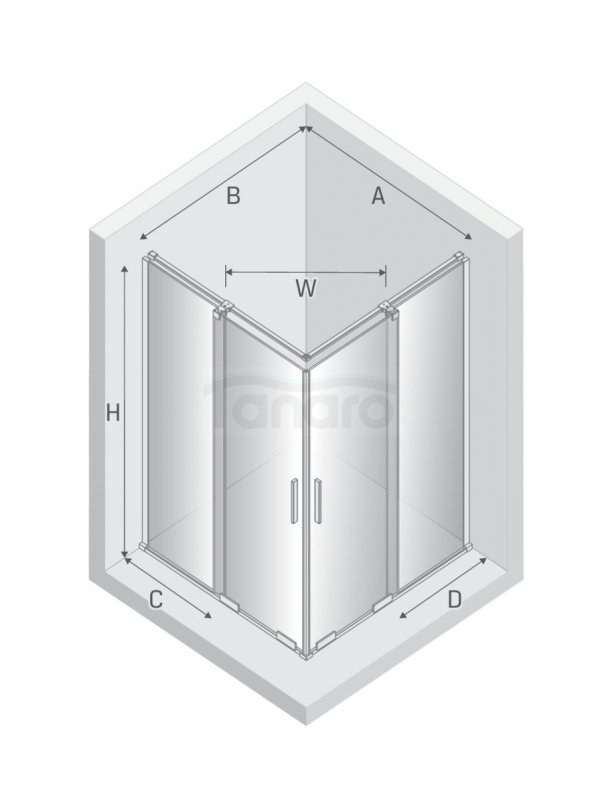 NEW TRENDY Kabina prysznicowa SMART COPPER BRUSHED 2D U 100x100x200 szkło czyste 8mm Active Shield 2.0 EXK-7746