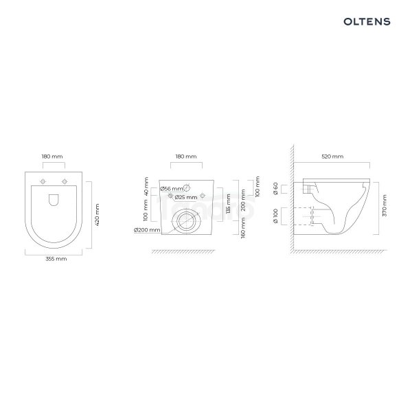 OLTENS Zestaw Oltens Hamnes miska WC wisząca PureRim z deską wolnoopadającą Ovan Slim biały 42018000 