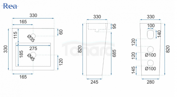 REA - Umywalka ceramiczna wolnostojąca KAMILA
