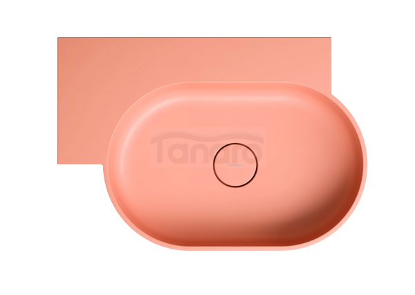 OMNIRES umywalka nablatowa/wisząca OVO M+ lewa, 64 x 44 cm coral mat OVO645UWLCO