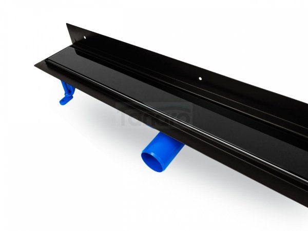 OKEDA Czarny przyścienny odpływ liniowy OKEDA® PRIME LINE™ - BLACK GLASS - RUSZT CZARNE SZKŁO 70cm 21700.06.BLACK