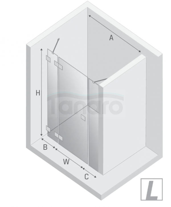 NEW TRENDY Drzwi wnękowe Eventa Gold Shine 150x200 z dodatkową ścianką EXK-4685/EXK-4686