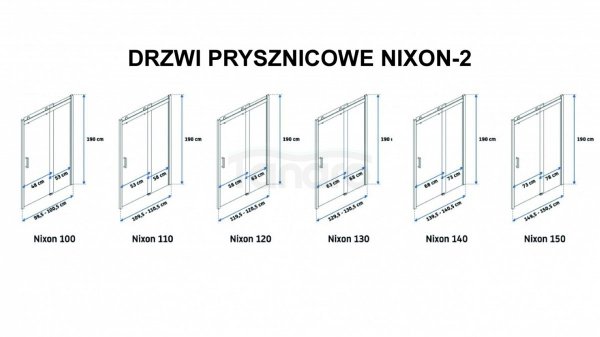 REA - Kabina NIXON - 2 prostokątna EASY CLEAN PREMIUM / drzwi 110 + ścianka 80 /