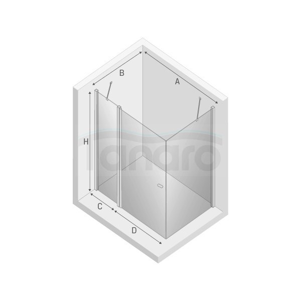 NEW TRENDY Kabina prostokątna NEW SOLEO 90x80x195 LINIA GOLD drzwi otwierane na zewnątrz i do wewnątrz PL PRODUKCJA K-0394