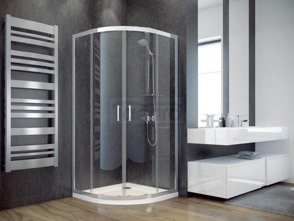 BESCO Kabina prysznicowa półokrągła Modern Chrom 90 x 190 szkło grafitowe MP-90-190-G