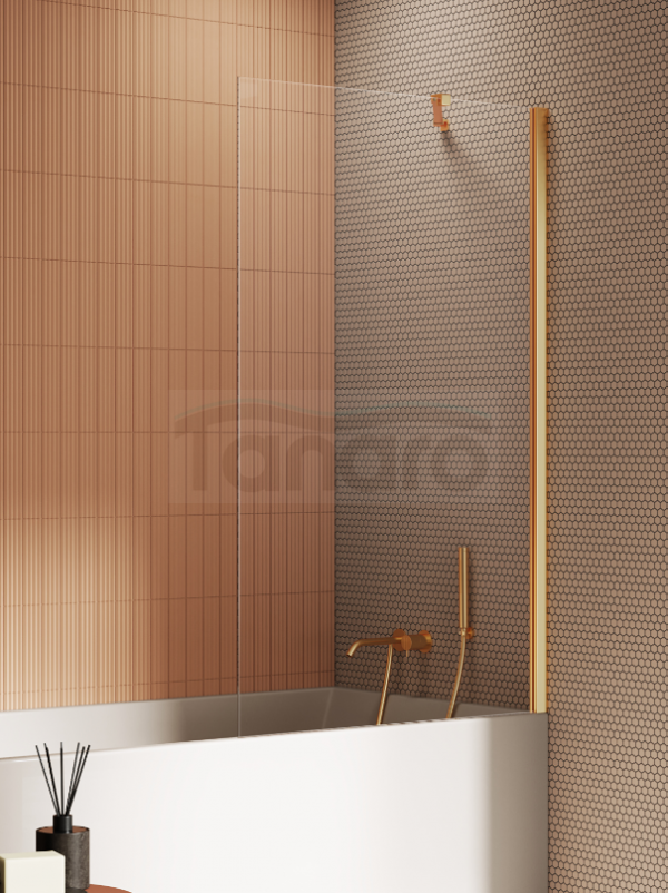 NEW TRENDY Parawan nawannowy NEW SOLEO GOLD BRUSHED stały U 70x140 szkło czyste 6mm Active Shield 2.0 P-0184