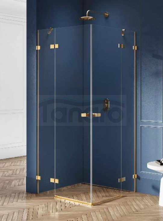 NEW TRENDY Kabina prysznicowa drzwi podwójne uchylne AVEXA GOLD BRUSHED 90x90x200 EXK-1781