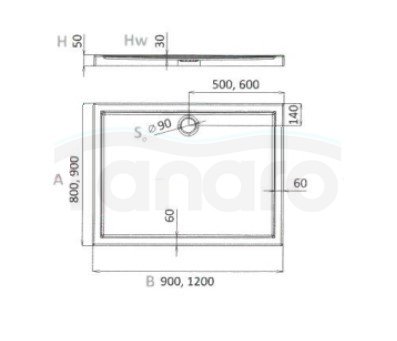 AQUAFORM - Brodzik prysznicowy prostokątny SLIM czarny łupek 90X120X5/3 FI90