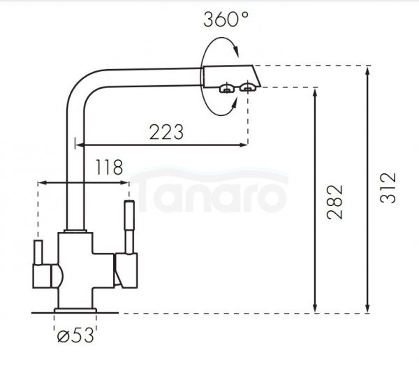 BLUE WATER Bateria kuchenna z podłączeniem do wody filtrowanej Amanda - mosiądz antyczny