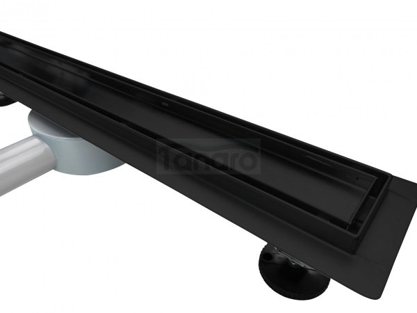 AQUALine - Odpływ liniowy podłogowy 2w1 pod płytkę CZARNY Matowy Obrotowy syfon 90cm R04BK900