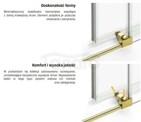 NEW TRENDY Kabina prysznicowa drzwi podwójne przesuwne PRIME LIGHT GOLD 80x90x200 D-0416A/D-0419A