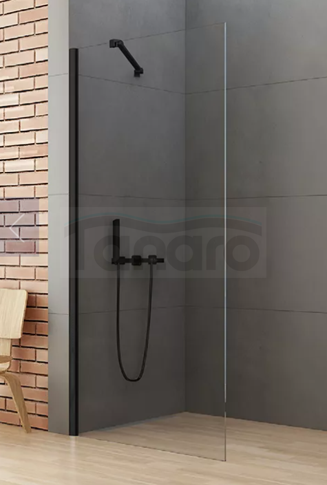 NEW TRENDY Kabina ścianka prysznicowa walk-in 90x195 wspornik skośny profil czarny K-0769