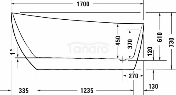 DURAVIT  Wanna akrylowa wolnostojąca owalna DuraFaro 1700 750 x 690 mm biały | 700567000000000