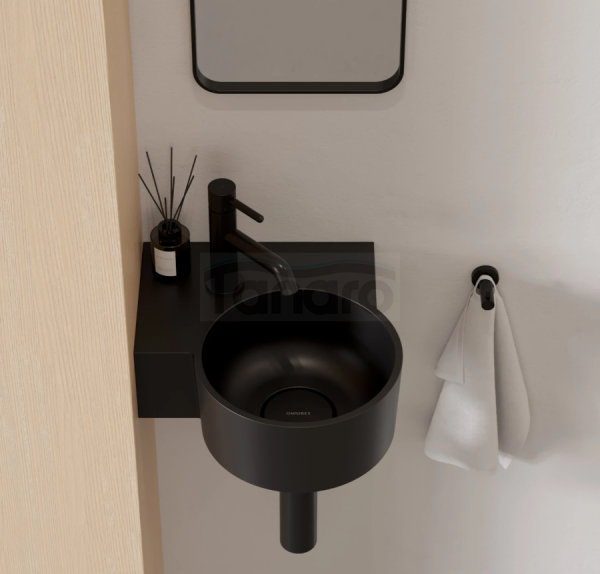 OMNIRES umywalka nablatowa/wisząca - lewa, 33 x 34 cm OVO M+ black lava mat OVO335UWLBLV