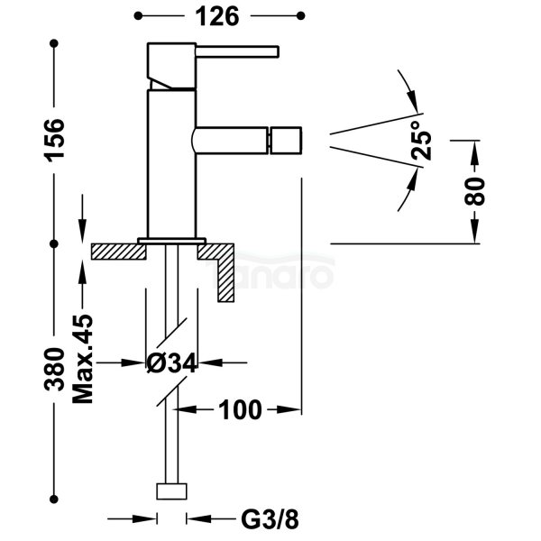 TRES STUDY Bateria jednouchwytowa do bidetu-06212001VO
